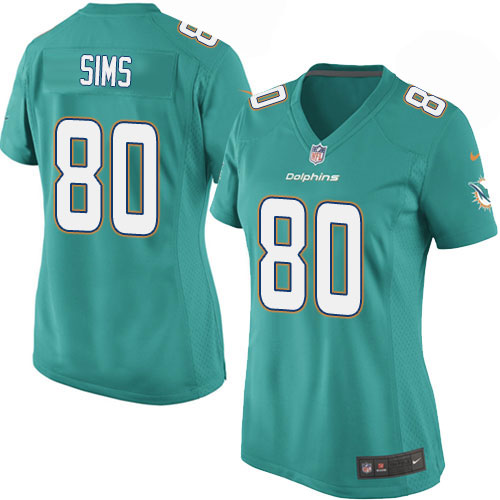 Women's Game Dion Sims Nike Jersey Aqua Green Home - #80 NFL Miami Dolphins
